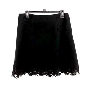 Ann Taylor LOFT black A-line scalloped hem skirt
